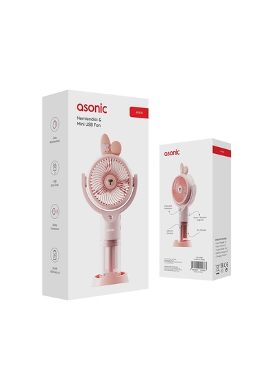Asonic Afn26 Pembe 500mah 2 Kademe Nemlendirici Sprey Usb Fan