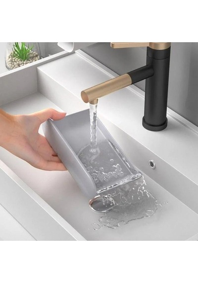 Tr 2 Adet Su Hazneli Katı Sabunluk Seti Duvara Yapışan, Çekmeceli Drenaj Tasarım Banyo & Mutfak Kullanı Genel