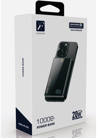 Pw598 10.000 Mah Dijital Göstergeli 20w Type-c Ve 15w Kablosuz Şarj Pd Hızlı Şarj Magsafe Powerbank Düz Renkli