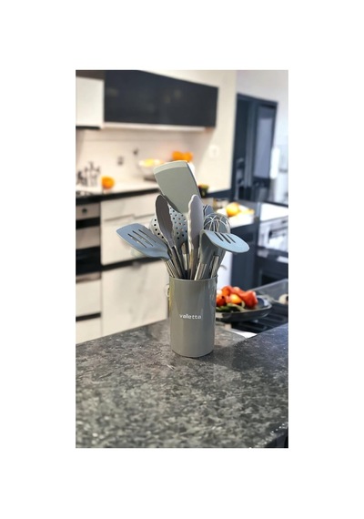Mora 14 Parça Paslanmaz Çelik Silikon Uçlu Spatula Mutfak Seti Gri Çok Renkli