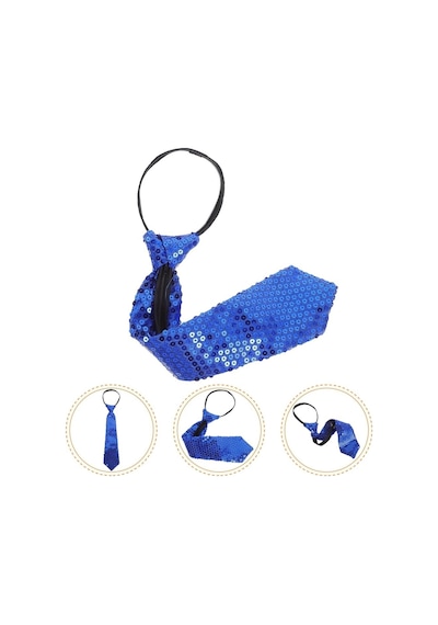 Mavi Pul Payetli Işıltılı Parti Kravatı 33 Cm