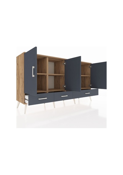 Hyperion Konsol 6 Raflı 3 Çekmeceli 4 Kapaklı 176x44x99 Çam-antra Çam-antrasit Hyperion Konsol 6 Raflı 3 Çekmeceli 4 Kapaklı 176x44x99 Çam-antra Çam-antrasit