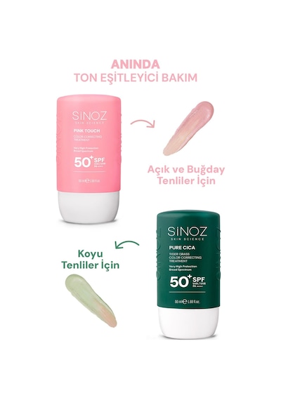 Sinoz Pink Touch Yüksek Koruyucu Ton Eşitleyici Pembe Yüz Güneş Kremi SPF50+ 50 ML