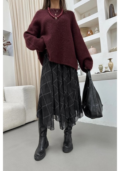 Asur Boutique Asur Butik Kadın Asimetrik Kesim Şifon Astarlı Etek Siyah