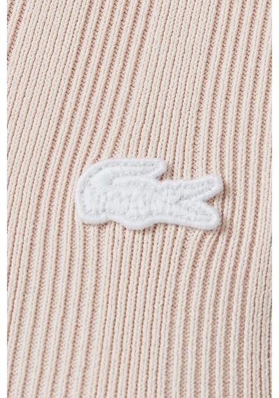 Lacoste Slim Fit Kısa Kollu Yarım Fermuarlı Polo Yaka Full Likralı Triko Tişört Pudra Pembe Pembe