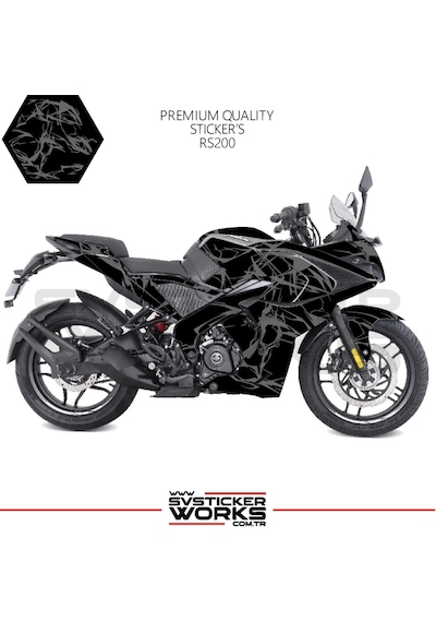 Bajaj Rs200 Kaplama Sticker Şimşek Yıldırım Motor Kaplama Modeli Hazır Kit Gri