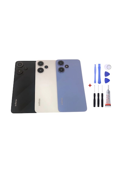 İnfinix Hot 30 Play Beyaz Arka Cam Kapak Pil Kapağı Tamir Set B7000 Set Beyaz