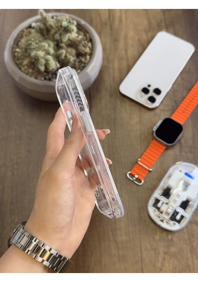 Apple iPhone 15 Pro Magsafe Uyumlu Silikon Kılıf Soocase661 Şeffaf
