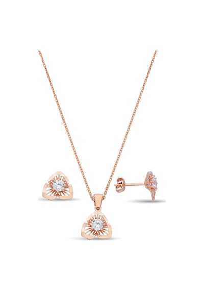 Zirkon Taşlı 925 Ayar Gümüş Rose Set - 67018401 Rose Gold
