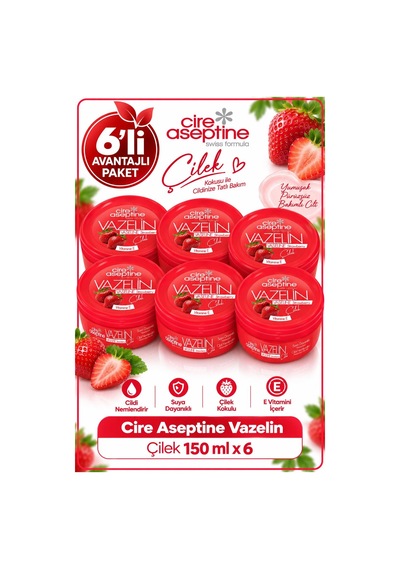 Cire Aseptine Vazelin Çilek 150 Ml 6 Adet