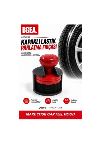 Bgea Premium Kapaklı Oto Lastik Parlatma Aplikatör Fırçası