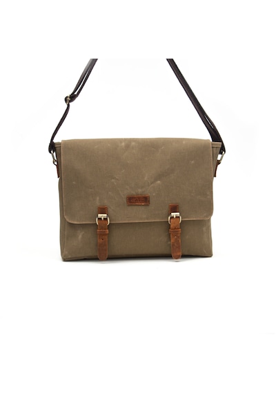 Gillario Design 03 Kanvas - Deri 15.6 Inch Postacı Laptop Çantası Camel