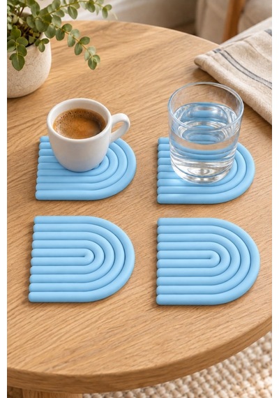 Mını Arch Gökkuşağı %100 Silikon Bardak Altlığı 8 Cm 4'lü Set Min Çok  Renkli