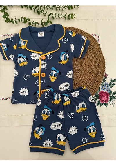 Tuembaby Dadft Duck Baskılı Erkek Bebek Kısa Kollu Şortlu Pijama Takımı Ölçüleri Açıklamada Lacivert