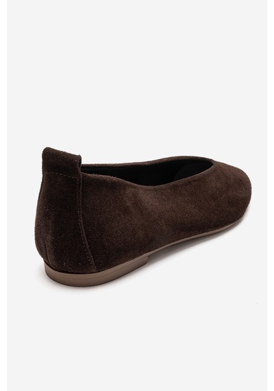 Luvi Shoes Jenas Kahverengi Süet Hakiki Deri Kadın Babet Ayakkabı