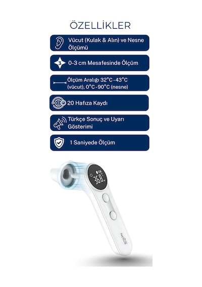 Direct Nexus Dual Kulaktan & Alından Ateş Ölçer Beyaz