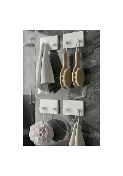 4'lü Yapışkanlı Banyo Askılığı, Kolay Montajlı Tasarım 12 Izgara