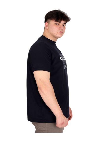 Mode Xl Büyük Beden Erkek Tişört Baskılı Brooklyn Waffle U25002 Lacivert Lacivert