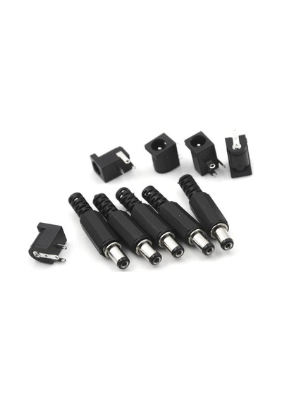 5 Set Jak Fiş+dc Şase Güc Kaynagı Soketi 2,5mm Erkek Dışı