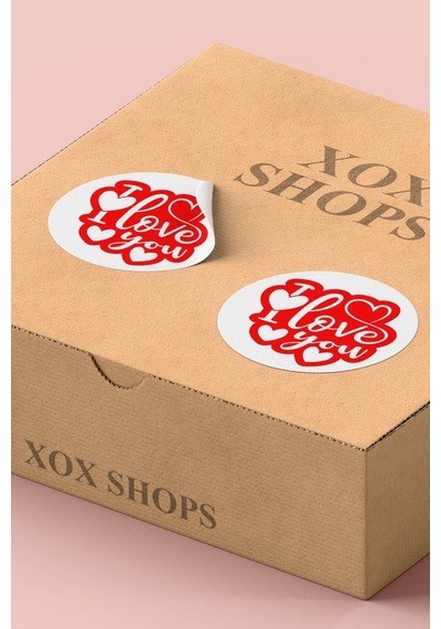 90 Adet I Love You Kalpli Etiketi Kırmızı Beyaz 3x3cm St2038 Çok Renkli