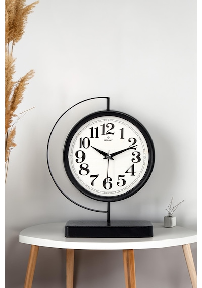 Siyah Metal Masa Saati 25 Cm
