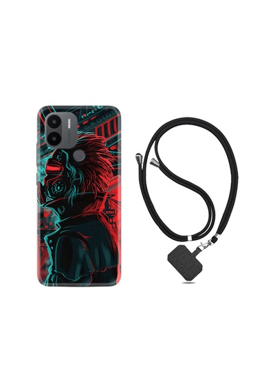 Xiaomi Redmi A1 Kılıf İpli Boyun Askılı Desenli Silikon Mask Mand 1686