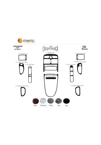 Meriç® Peugeot 307 Ön Torpido Kaplama 12 Parça 2004-2008 (530157001)
