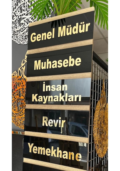 25x10 Cm Siyah Gold Pleksi Yönlendirme Tabelası 1 Adet
