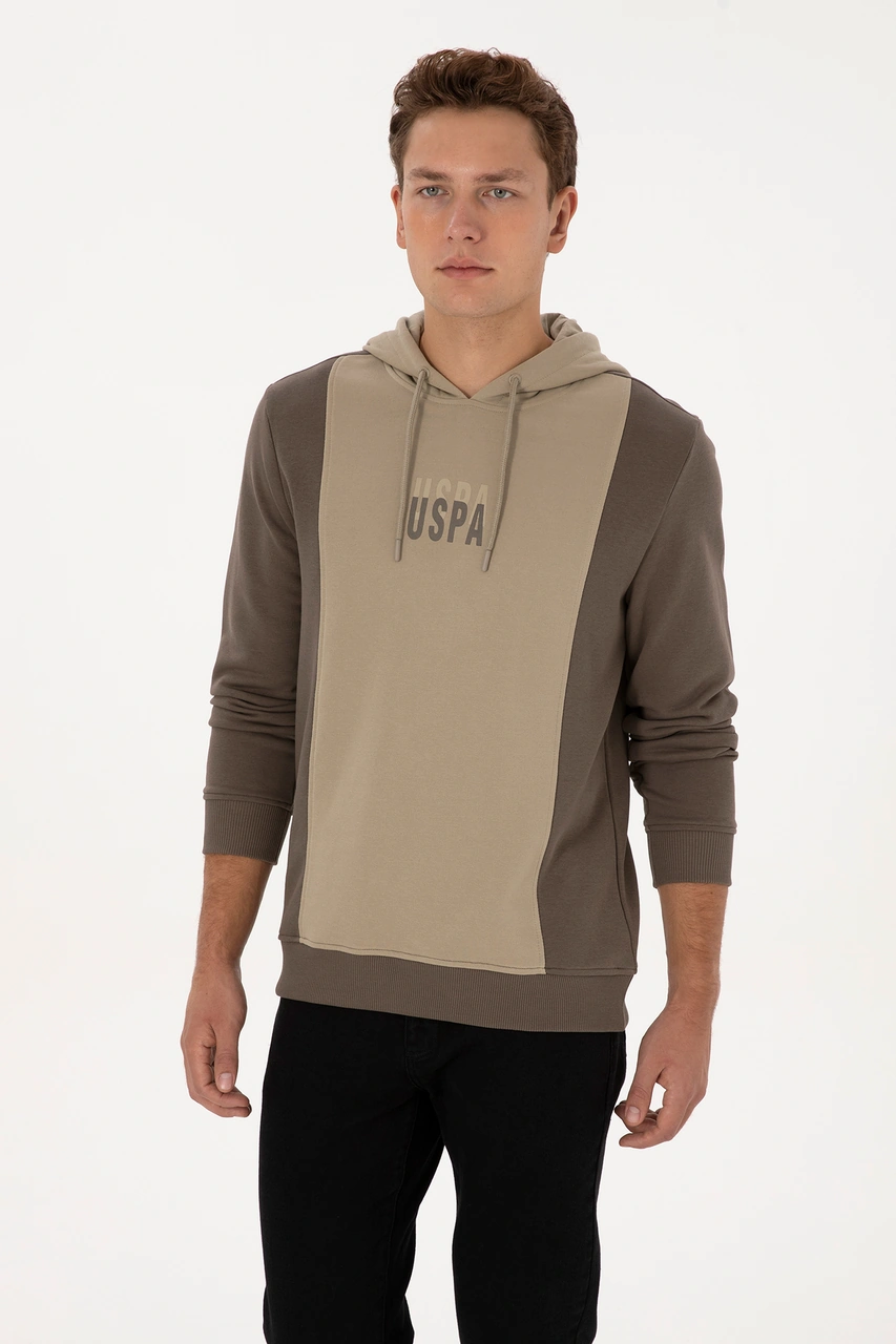 U.S. Polo Assn. Erkek Regular Fit Kapüşonlu Vizon Sweatshirt 50316365-VR052