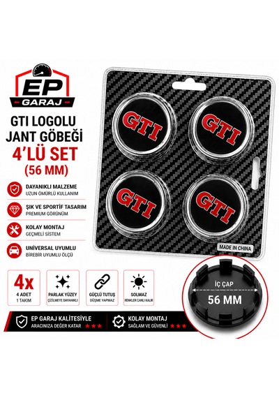 Gtı Logolu Jant Göbeği 4 Lü Set 56 Mm