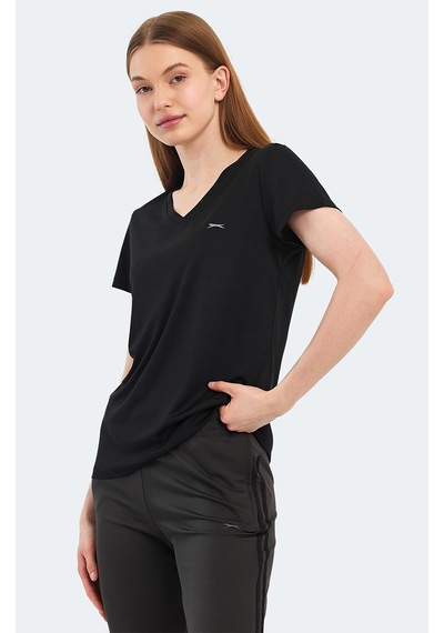 Slazenger RIVE Kadın V Yaka Siyah Tişört