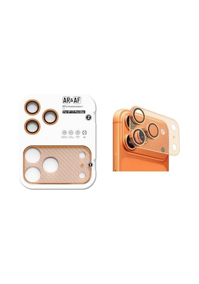 Senon Apple İphone 17 Pro Max Zore Cl-22 Parmak İzi Bırakmayan Anti-reflective 2in1 Kamera Lens Koruyucu Turuncu
