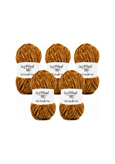Kadife İp Soft Chenille Fine 5'li Paket 5x100 Gr 160 Mt El Örgü İpi Deve Tüyü - 925144855