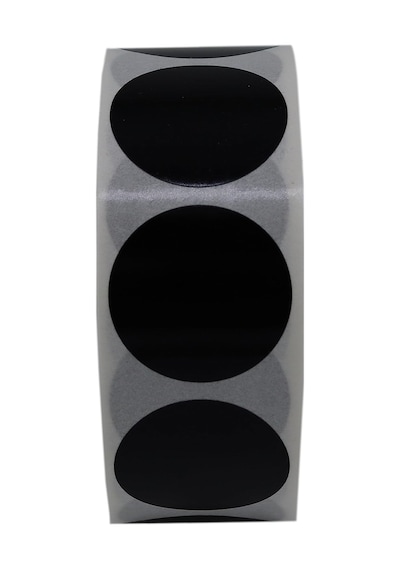 Pp Opak Daire Çap Etiketi Rulo Etiket, 30mm X 30mm Çap 1000 Adet, Yuvarlak Siyah Zemin Baskılı 1