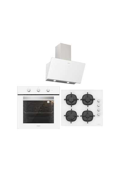 Silverline BO6503W01 - CS5343W01 - 3457 Soho 60 Beyaz Cam Ankastre Set