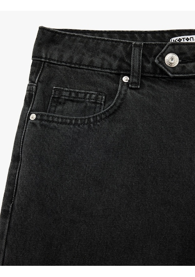 Koton Pamuklu Normal Bel Düz Paça Jean Pantolon - Straight Fit Jean Siyah 5wal40047md Siyah
