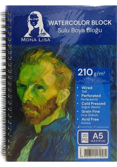 Mona Lisa A5 Sulu Boya Defteri 210 Gr Telli Çizim Defter