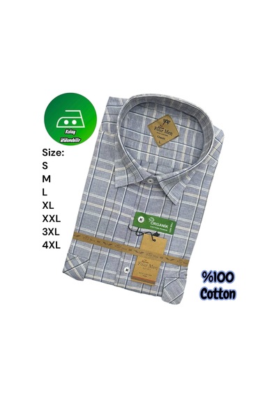 Eren Style Linen Keten Klasik Uzun Kollu Kapaklı Çift Cepli Gömlek Gri