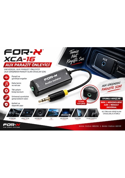 For-x Aux Parazit Kesici - For-x Xca-16 Universal Aux Ses Parazit Önleyici - 1 Adet