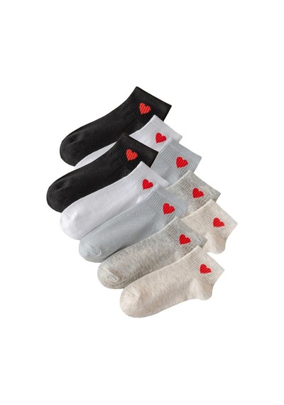 Worthy Socks 5'li Kadın Kalp Desenli Karışık Renkli Bilek Üstü Çorap Seti 5 Çift Kalpli