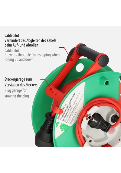 Brennenstuhl Garant G Bretec Ip44 Bahçe Kablo Makarası Çim Biçme Makinesi İçin Kablo Makarası, 38 + 2 M Kablo, Kırmızı, Özel Plastik, Dış Mekanda Kısa Süreli Kullanım, Almanya'da Üretilmiştir