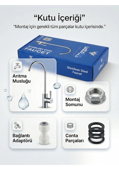 Paslanmaz Çelik Su Arıtma Musluğu Tezgah Üstü Uyumlu Şık Ve Dayanıklı Arıtma Musluğu