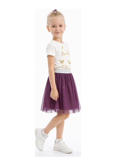 Fesshera Kids Kız Çocuk Etek Beli Lastikli Pamuklu Ve Astarlı Tül Etek Mor