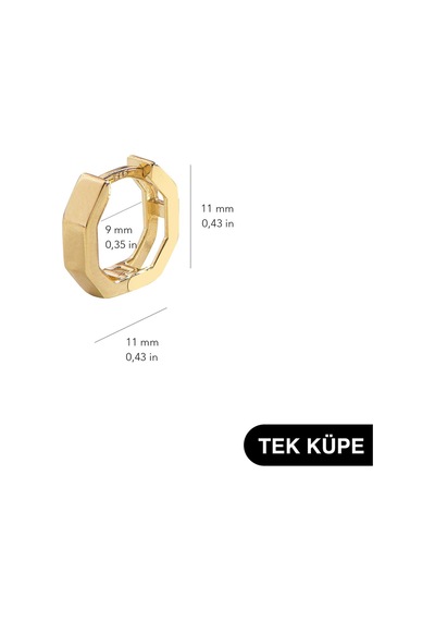 Goldkupe 14 Ayar Altıgen Tek Minik Halka Altın Küpe 0,66 Gr-6324