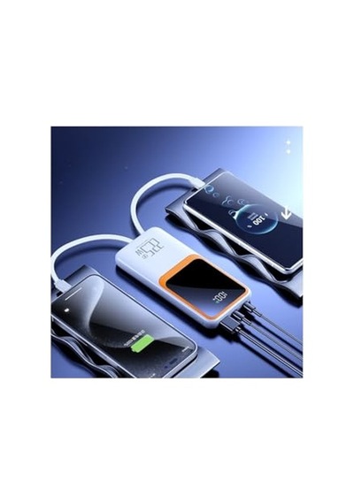 20000 Mah Power Bank Pd 20w Ve Usb 22.5w Quıck Fast Hızlı Şarj Dahili Type C Ve Lightning Kablolu Dünya Standartla