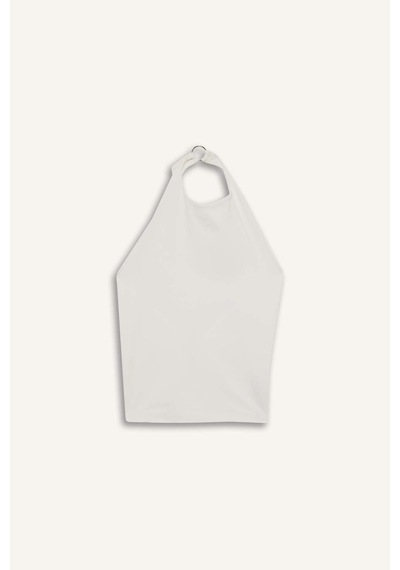 Defacto Halter Yaka Sırtı Açık Toka Detaylı Bluz G0508ax25smwt34 Beyaz