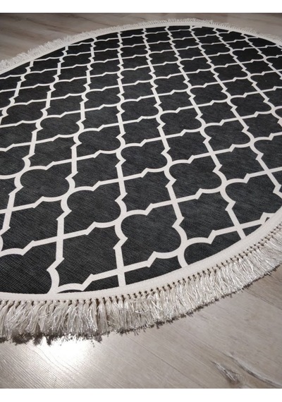 Yamalıhome Angel 1498-00 Fas Vezir Siyah 120X180 Cm Saçaklı Oval