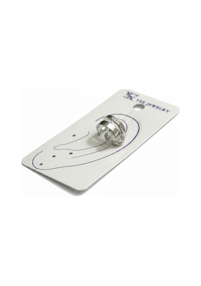 Earcuff Sıkıştırmalı Çelik Kıkırdak Küpe Çift Sıra Bantlı Halka Detaylı Zirkon Taşlı Gümüş Renk
