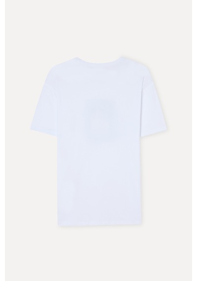 Mudo Erkek Erkek Beyaz Baskılı Comfort Fit Bisiklet Yaka T-shirt 1267928