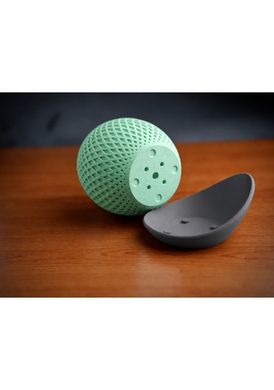 3d Baskı Küre Saksı - Kafes Dokulu İki Parçalı Dekoratif Saksı - Mint-gri 18399727
